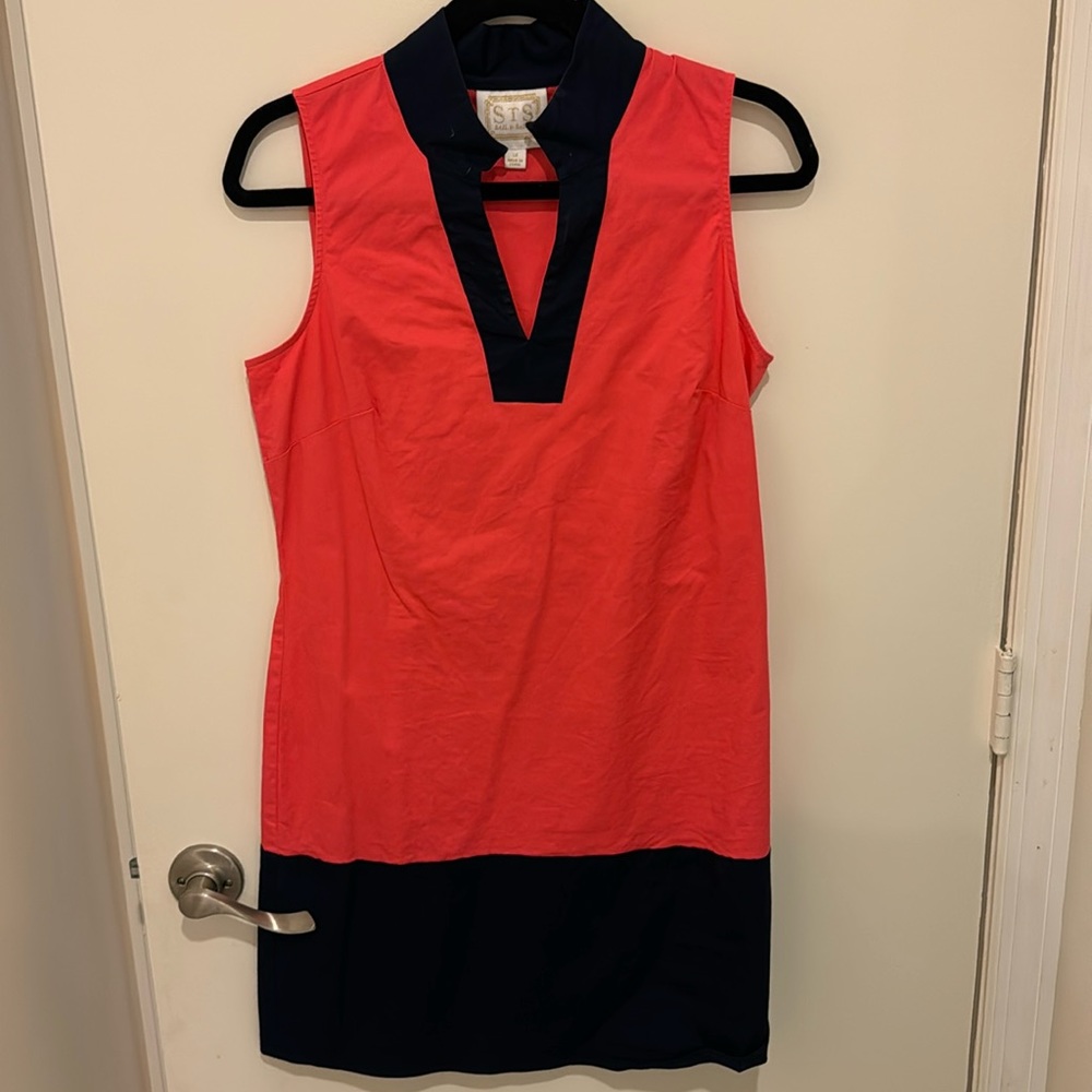 Sail to Sabe Orange and Navy Dress